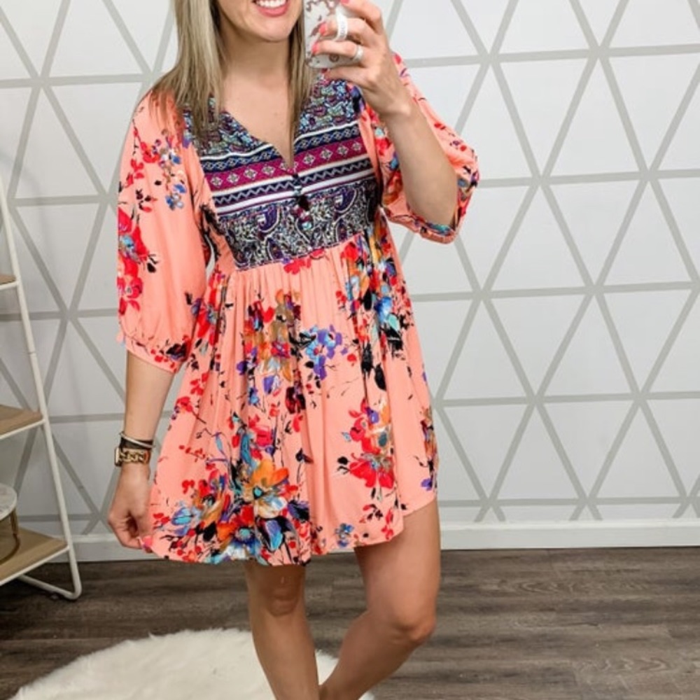 Peach Floral Dress